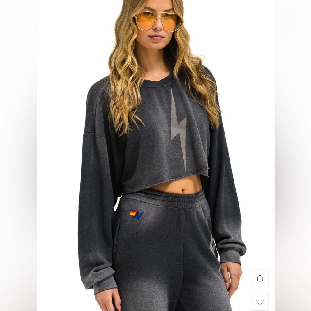 Aviator Nation Bolt Switch Crew Cropped Sweatshirt - Picture 3 of 4